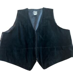 Vintage Original Russ Sport Black Suede Vest-Size 1X